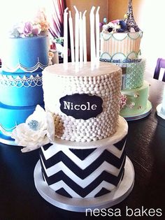 Black and White Sweet 16 Cake