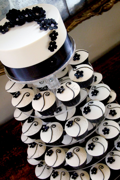 Black Wedding Cakes and Cupcakes