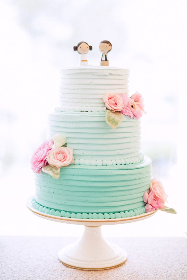 Blue and Pink Ombre Wedding Cake Blue and Pink Ombre Wedding Cake