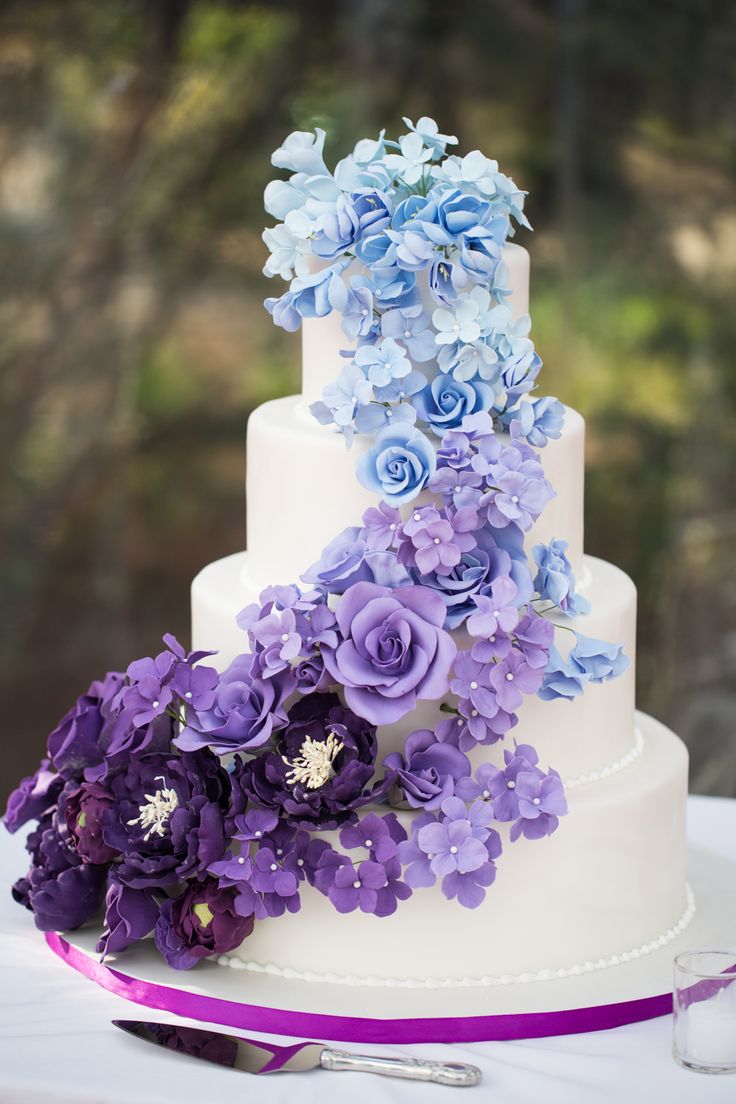 Blue and Purple Wedding Cake