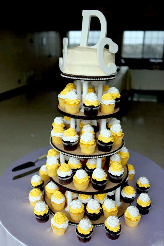 Blue and Yellow Wedding Cupcakes