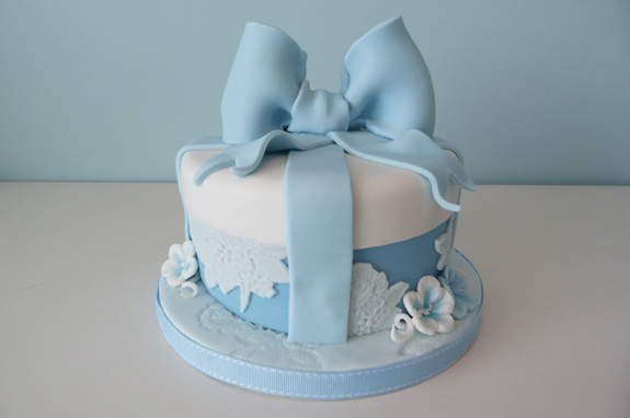 Blue Cake with Bow