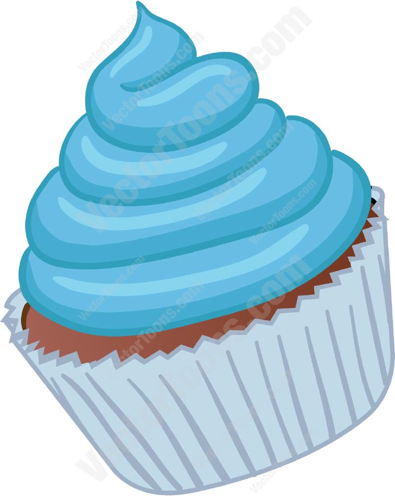 Blue Cartoon Cupcakes with Frosting