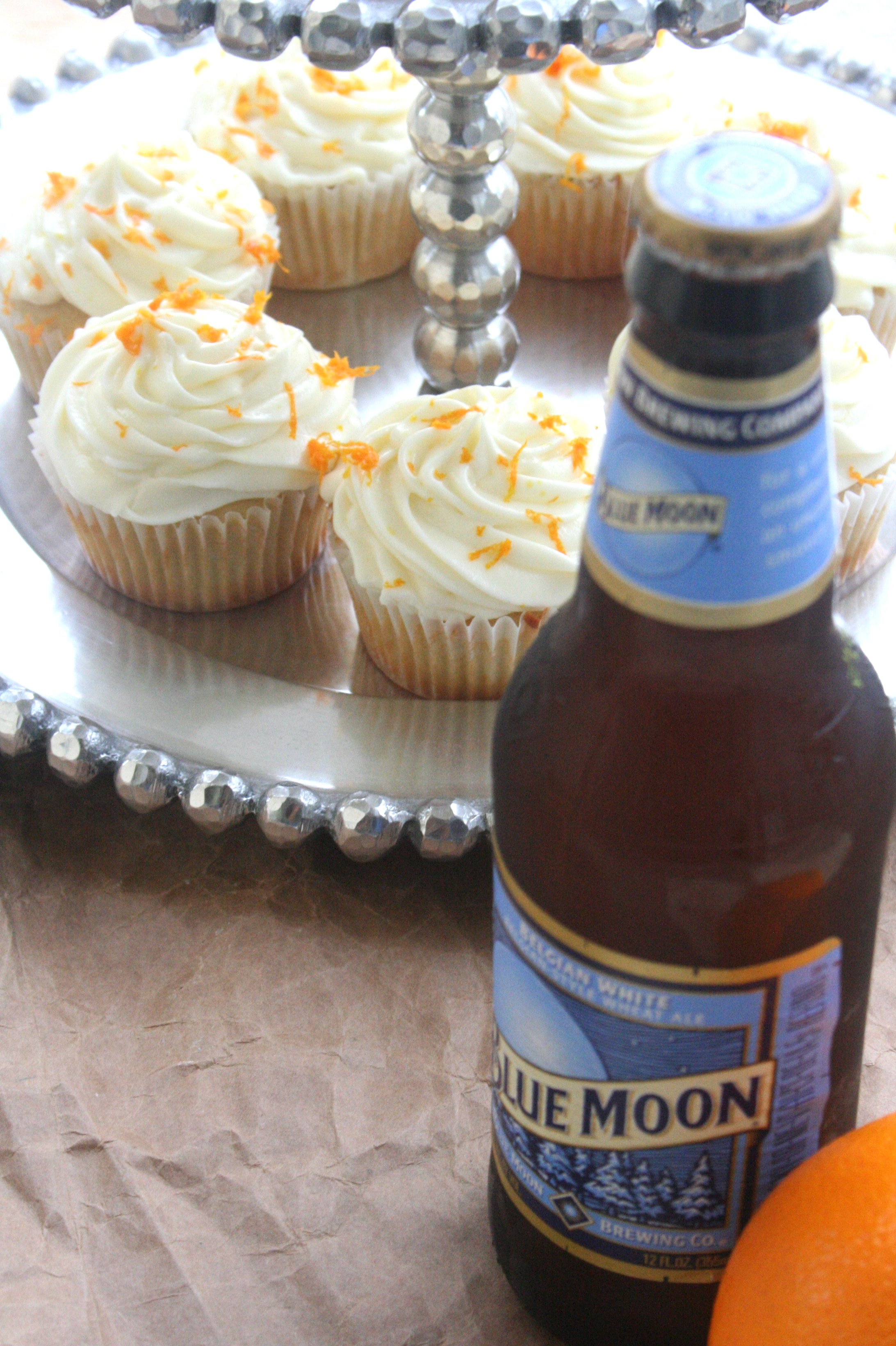 Blue Moon with Orange Frosting Cupcakes