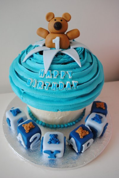 Boy 1st Birthday Giant Cupcake Cake