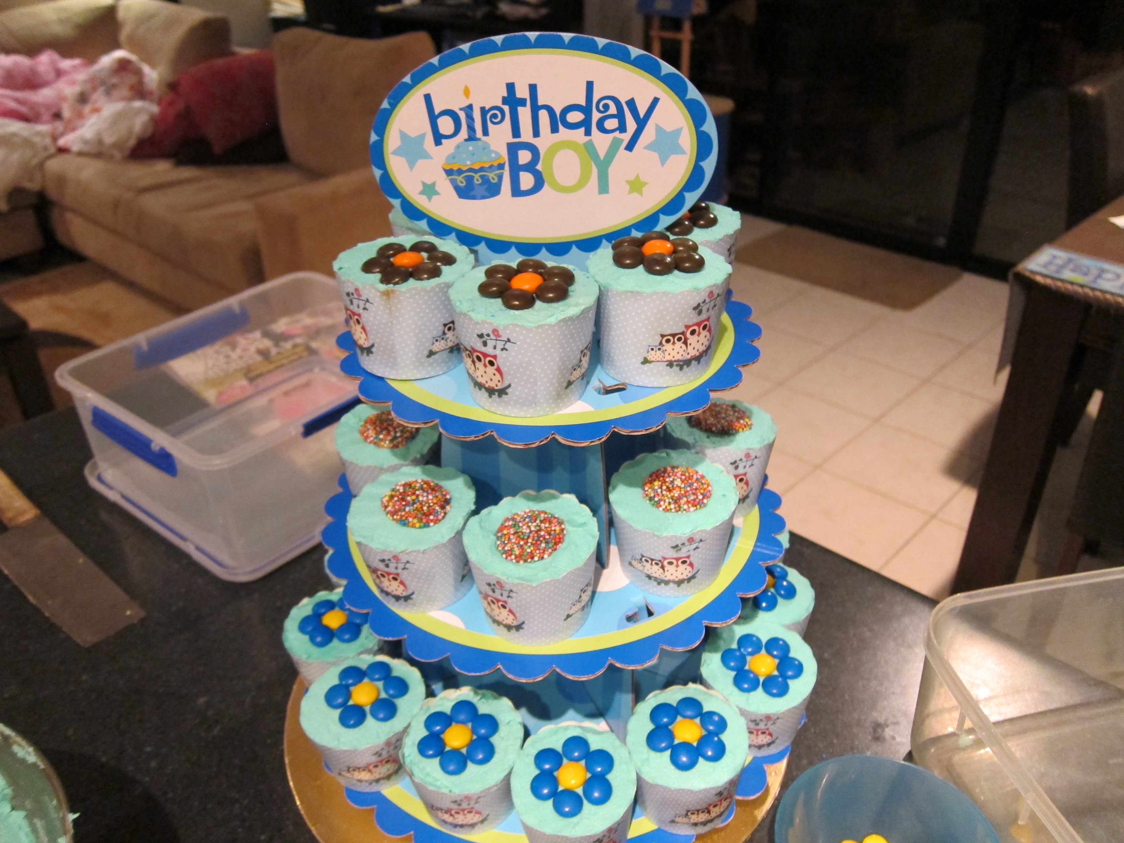 Boys 1st Birthday Cupcake Cake