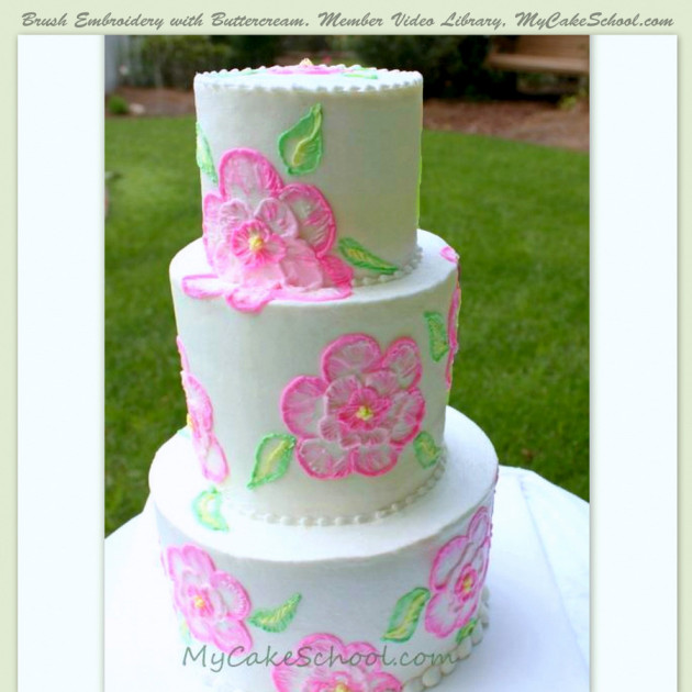 Brush Embroidery On Buttercream Cakes
