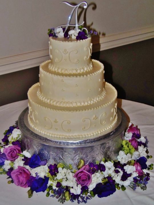 Buttercream Wedding Cake Fresh Flowers