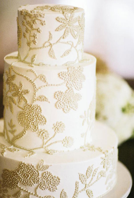 Buttercream Wedding Cakes with Lace