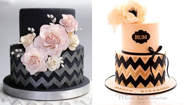 Chevron Pattern Birthday Cake