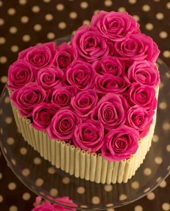 Chocolate Birthday Cake with Pink Roses
