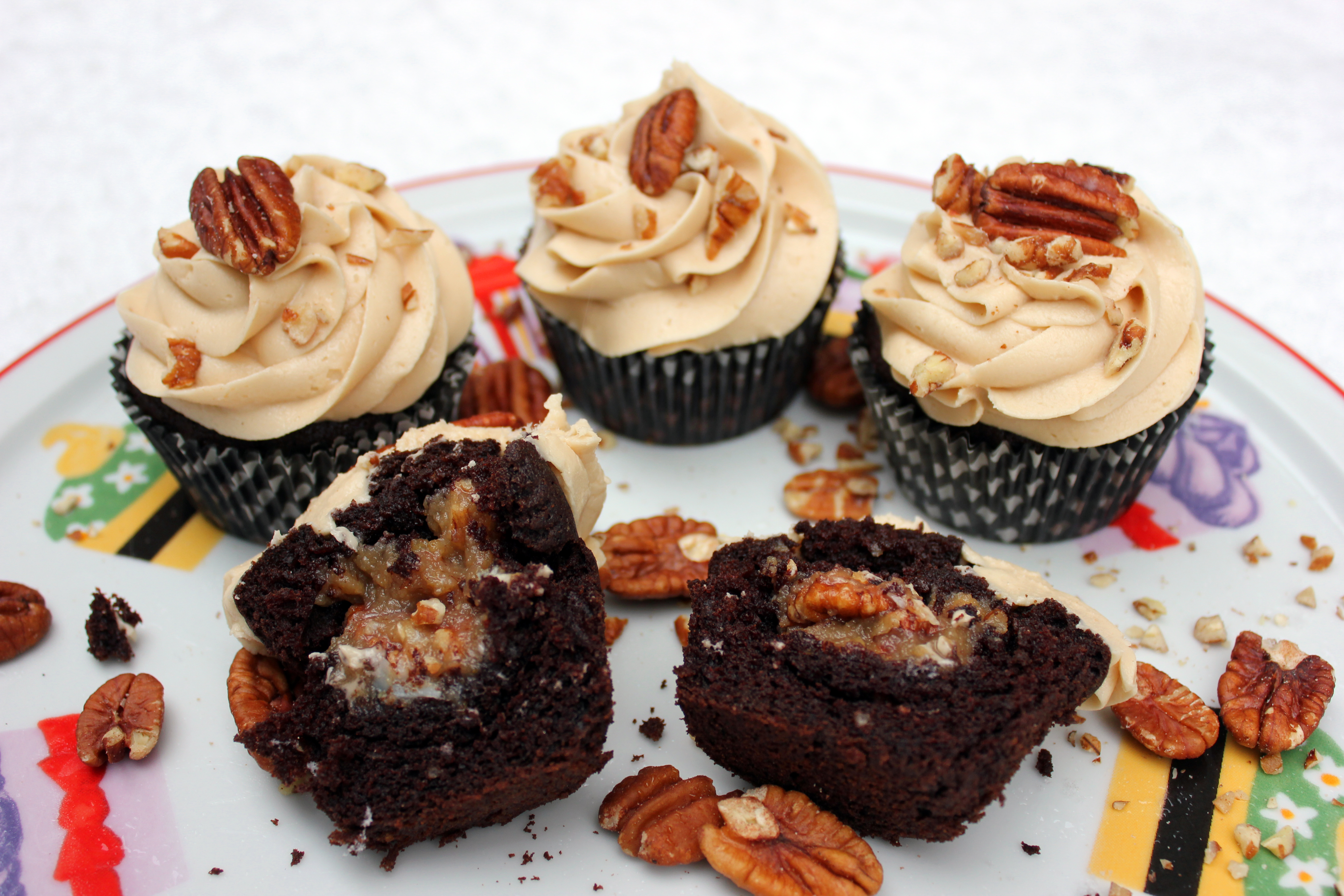 Chocolate Bourbon Pecan Pie Cupcakes