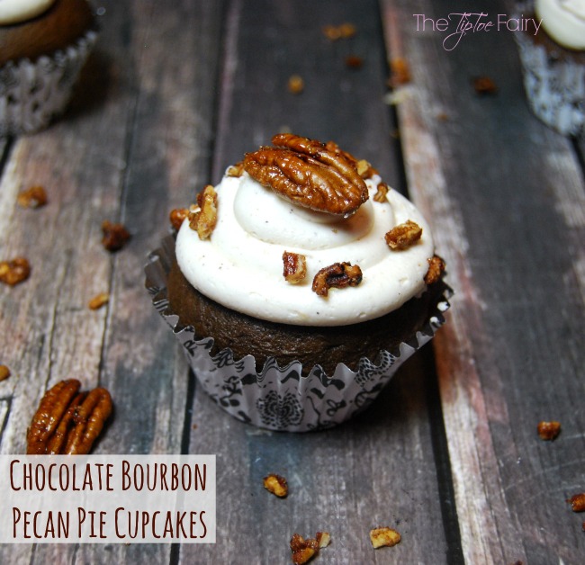 Chocolate Bourbon Pecan Pie Cupcakes