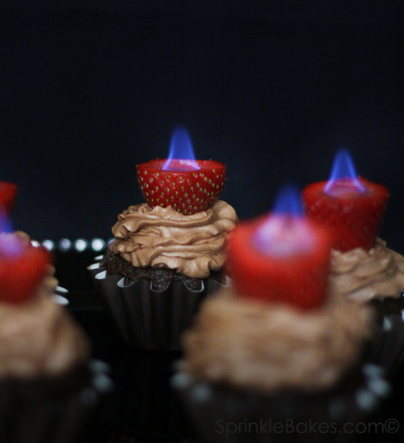 Chocolate Cupcakes with Strawberries