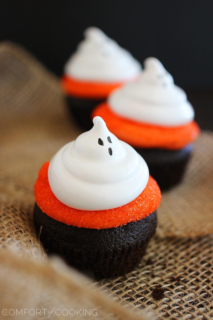 Chocolate Halloween Cupcakes Ghost