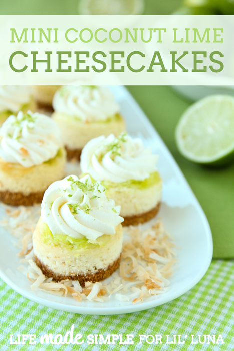 Coconut Lime Mini Cheesecakes