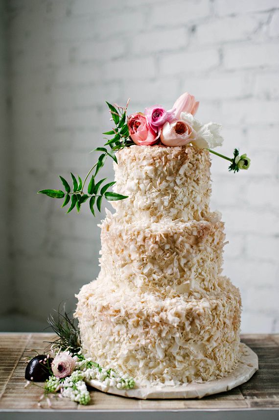 Coconut Wedding Cake with Flowers Coconut Wedding Cake with Flowers