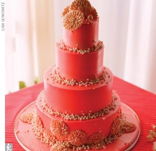 Coral Colored Wedding Cake