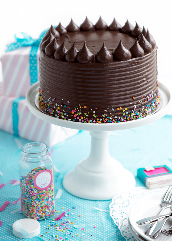 Dark Chocolate Fudge Layer Cake