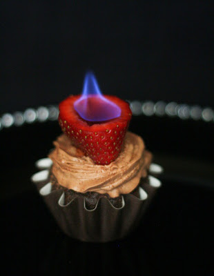 Flaming Strawberry Cupcakes
