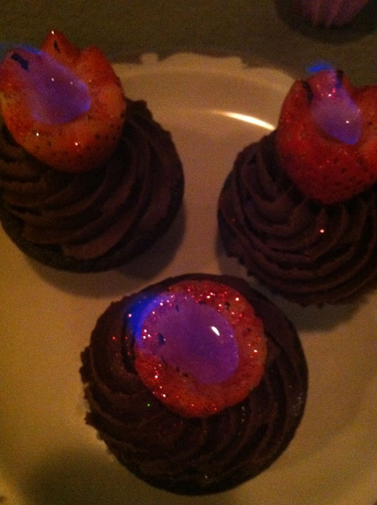 Flaming Strawberry Cupcakes