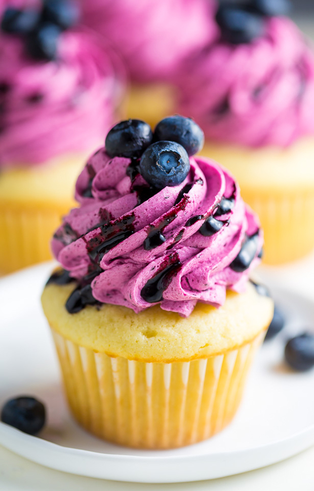 Fresh Blueberry Lemon Cupcakes with Buttercream