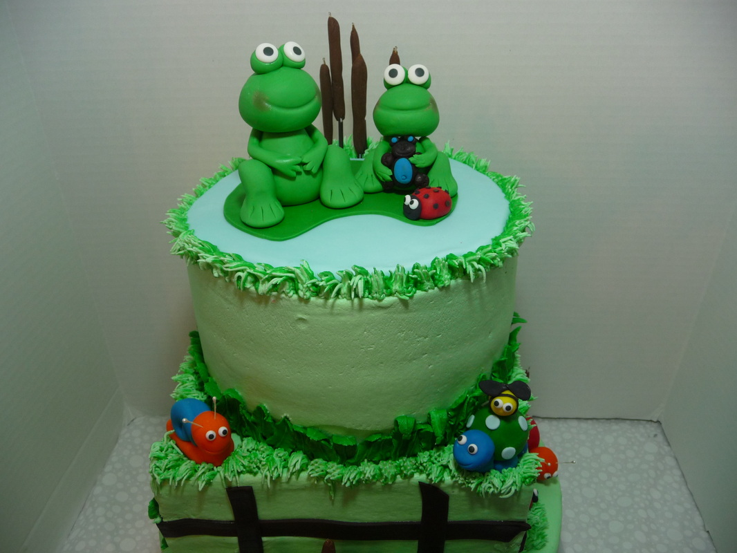 Frog On Lily Pad and Pond Cake