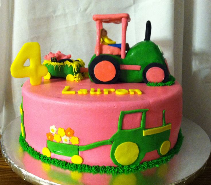 Girl Tractor Birthday Cake