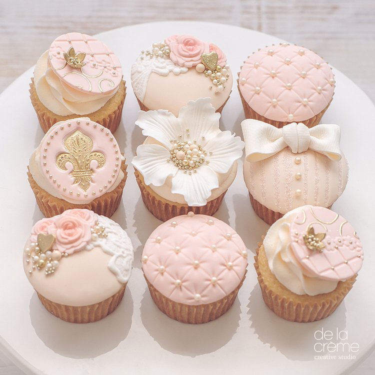 Gold and Pink Baby Shower Cupcakes