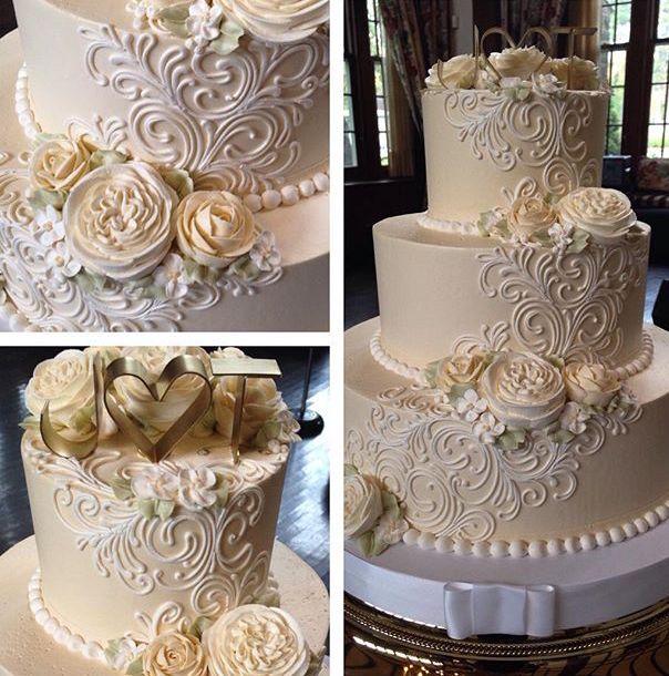 Gold Buttercream Wedding Cake