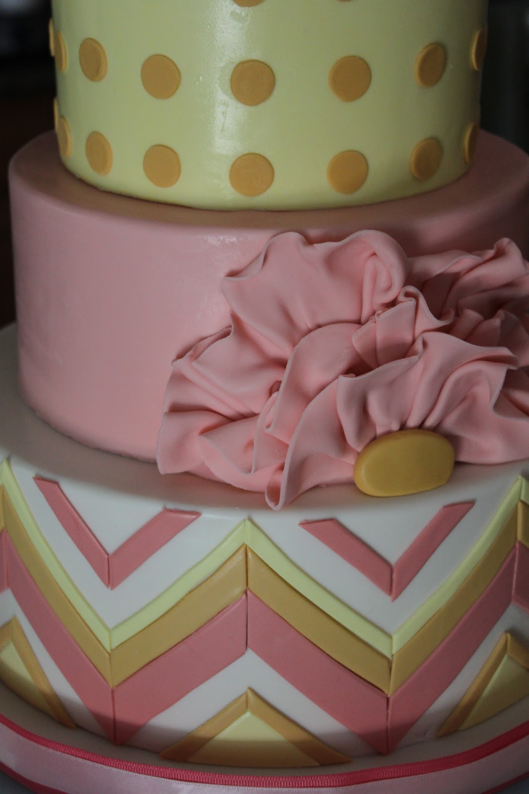 Gold Chevron and Polka Dot Birthday Cake