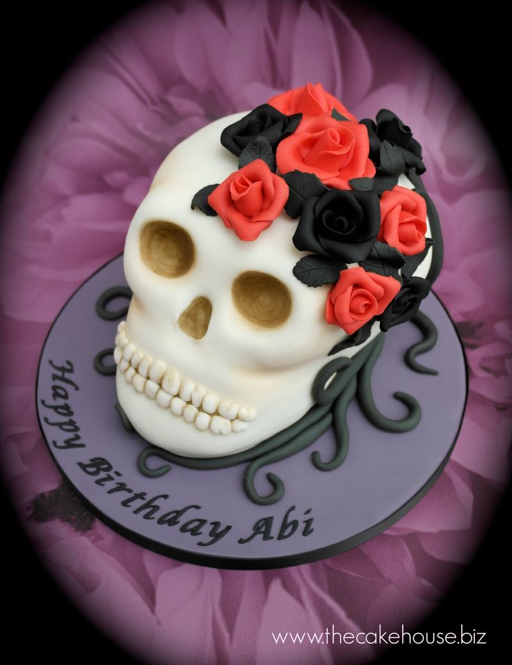 Gothic Happy Birthday Skull Cake