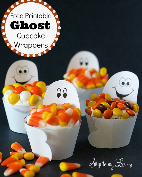 Halloween Ghost Cupcake Wrappers Printables