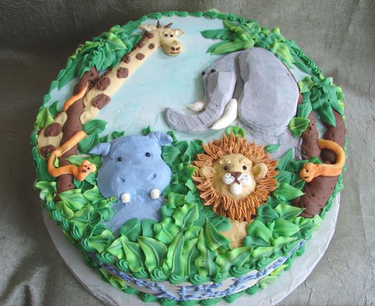 Jungle Animal Birthday Cake