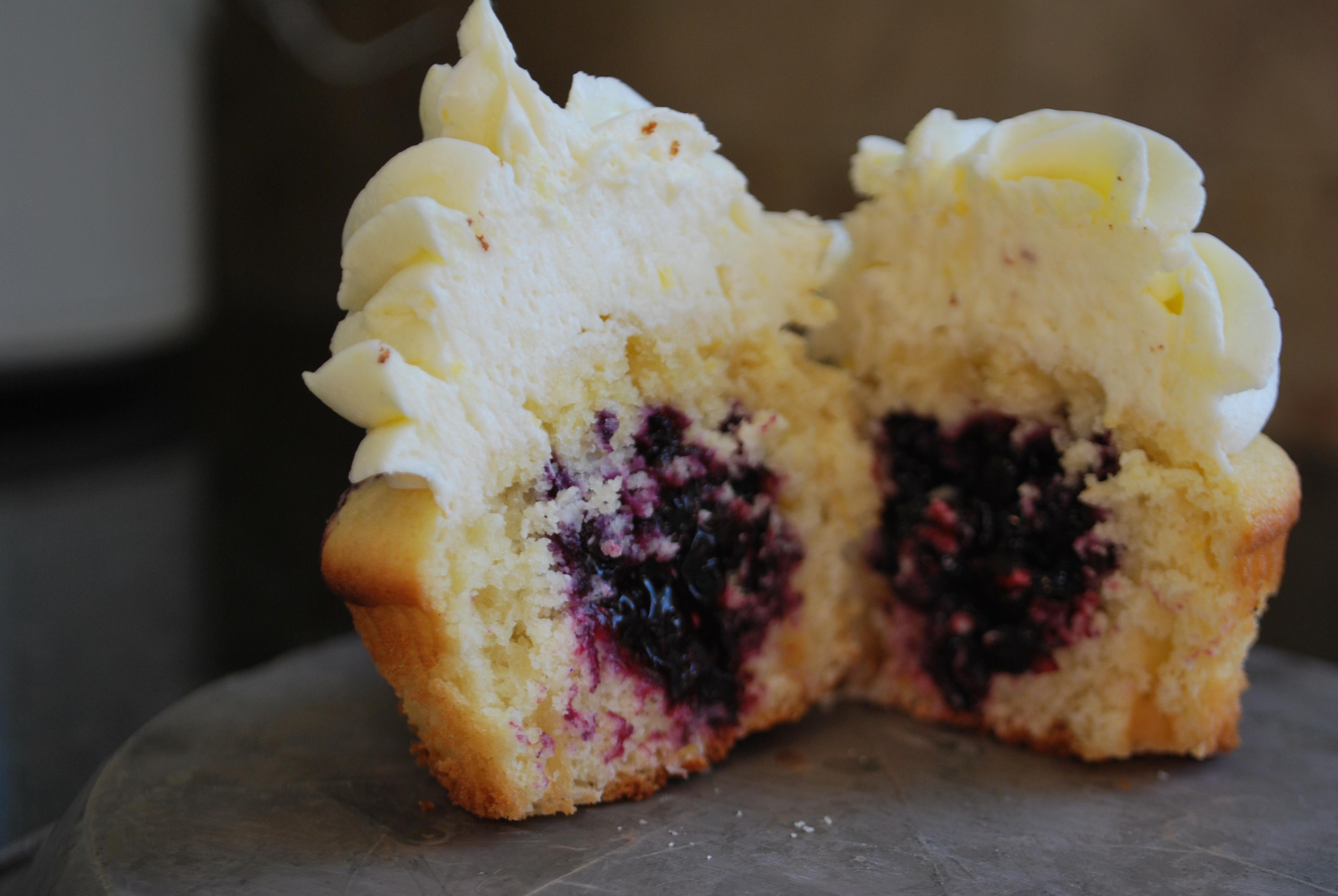 Lemon Cupcakes with Blueberry Pie Filling