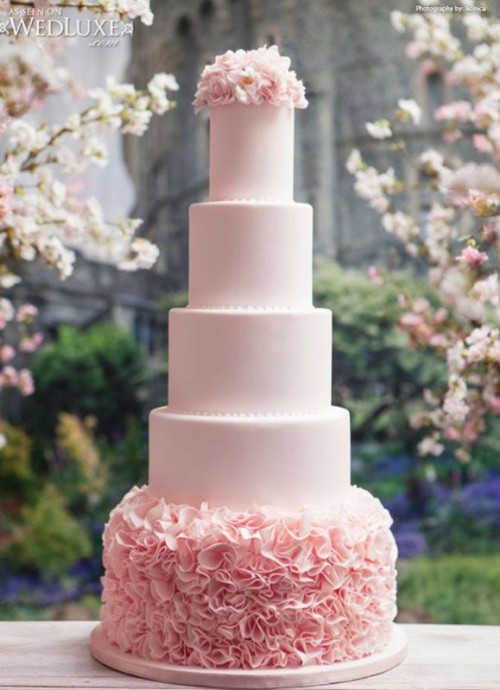 Light Pink and White Wedding Cake