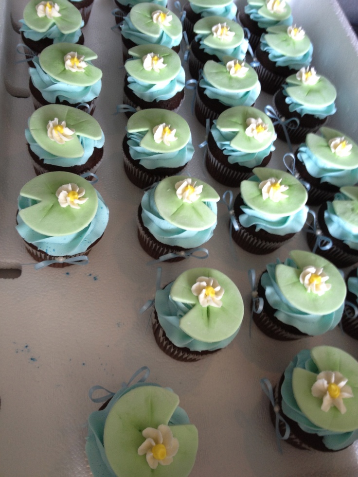 Lily Pad and Flower Cupcakes