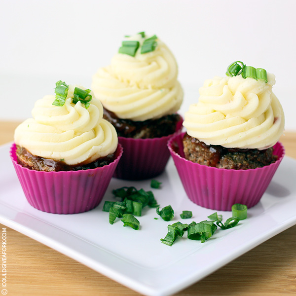 Meatloaf Cupcakes with Mashed Potato Icing