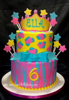 Neon Animal Print Birthday Cake