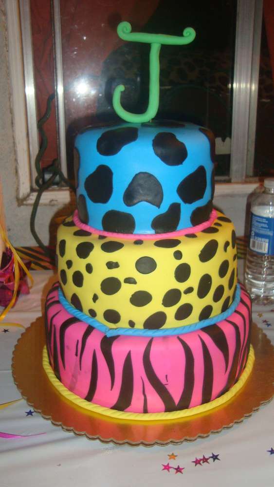 Neon Birthday Party Cake Ideas