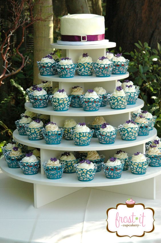 Peacock Theme Wedding Cupcake Tower