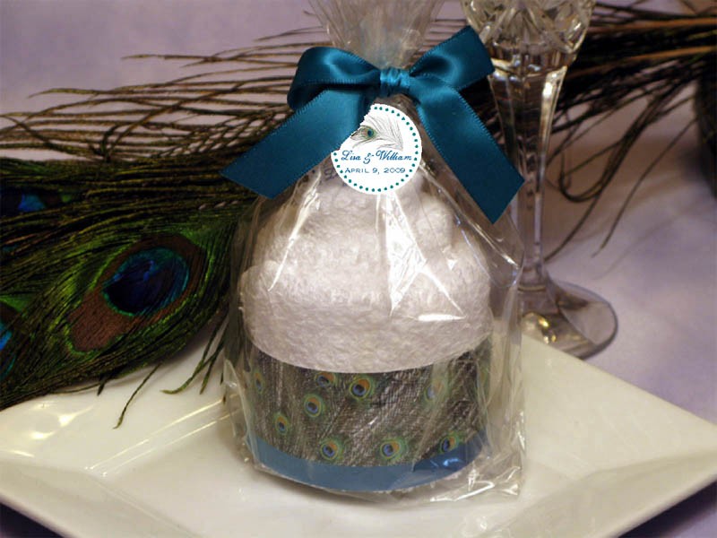 Peacock Wedding Favors Cupcake Towels