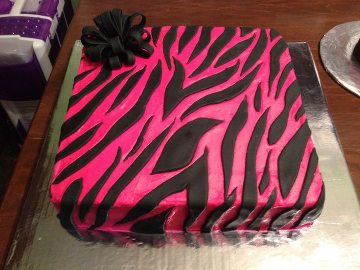 Pink and Black Zebra Birthday Cake