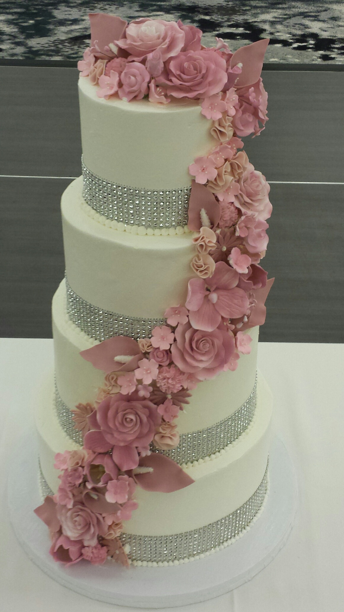 Pink and Bling Wedding Cake