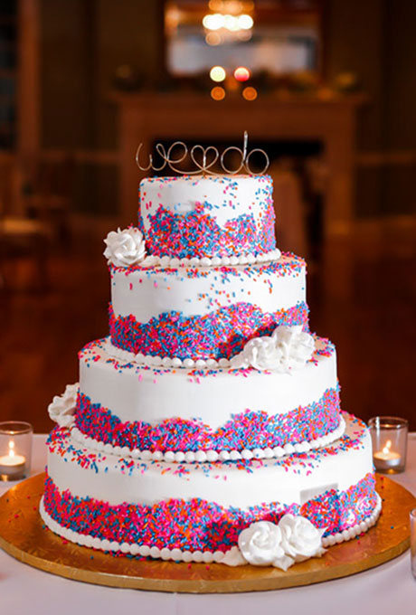 Pink and Blue Wedding Cake