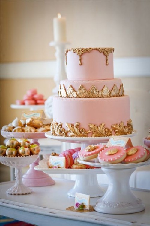 Pink and Gold Cake Table