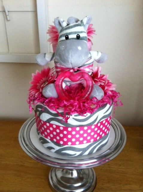 Pink and Gray Baby Shower Cake