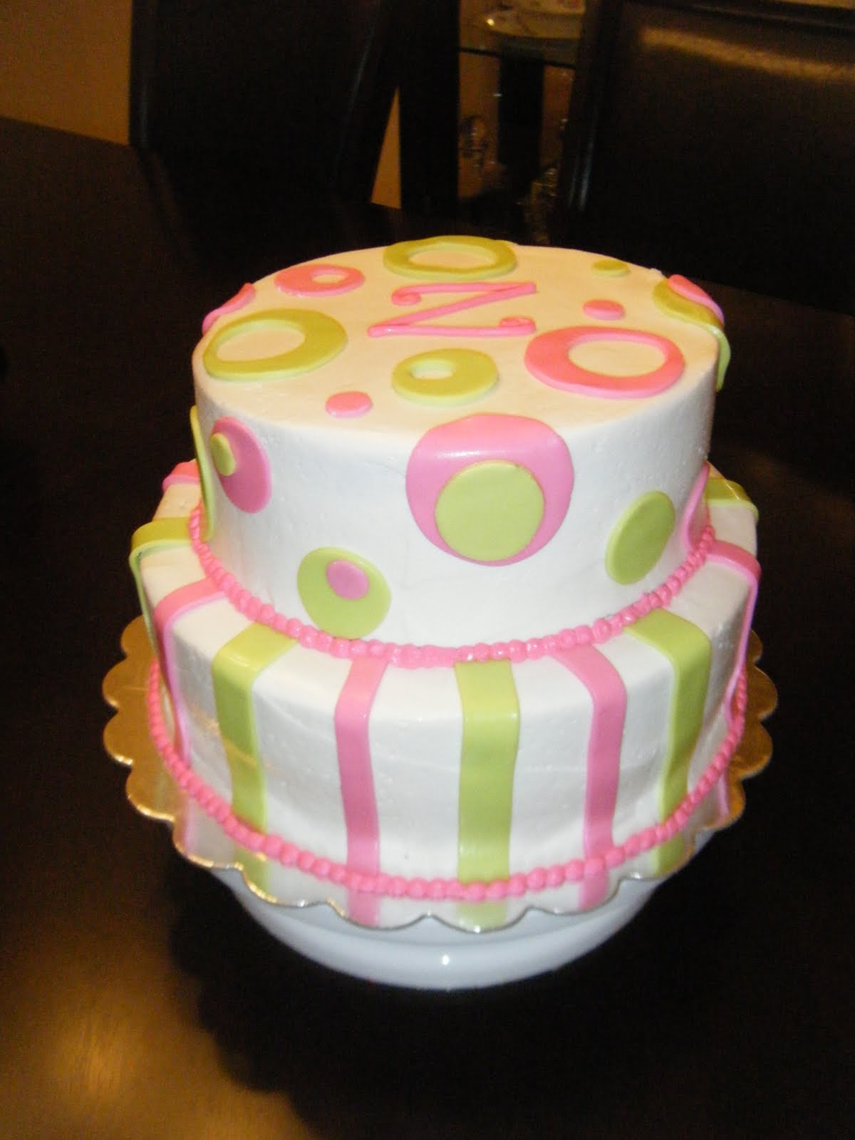 Pink and Green Baby Shower Cake