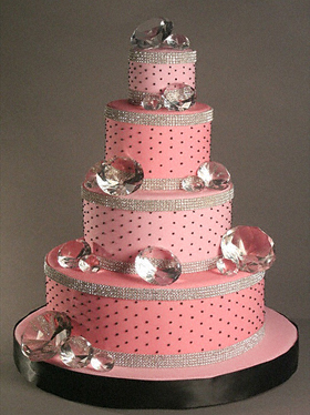 Pink and Silver Wedding Cake with Bling