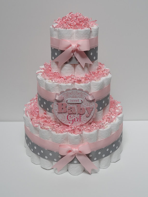 Pink Girl Baby Shower Diaper Cake Pink Girl Baby Shower Diaper Cake